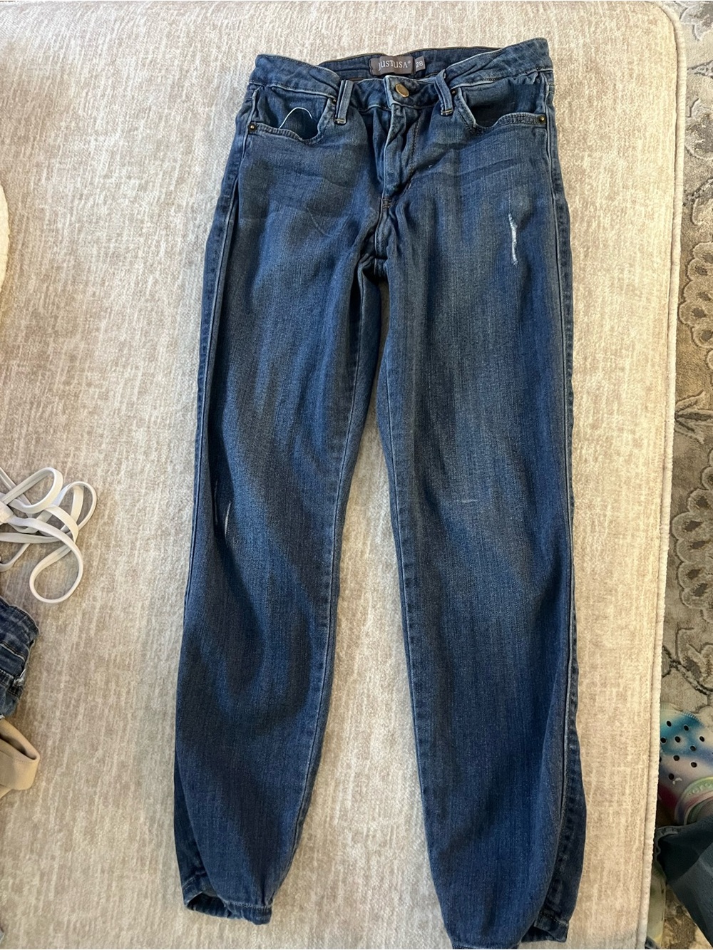 Just USA Women's Indigo Skinny Jeans with Subtle Distress